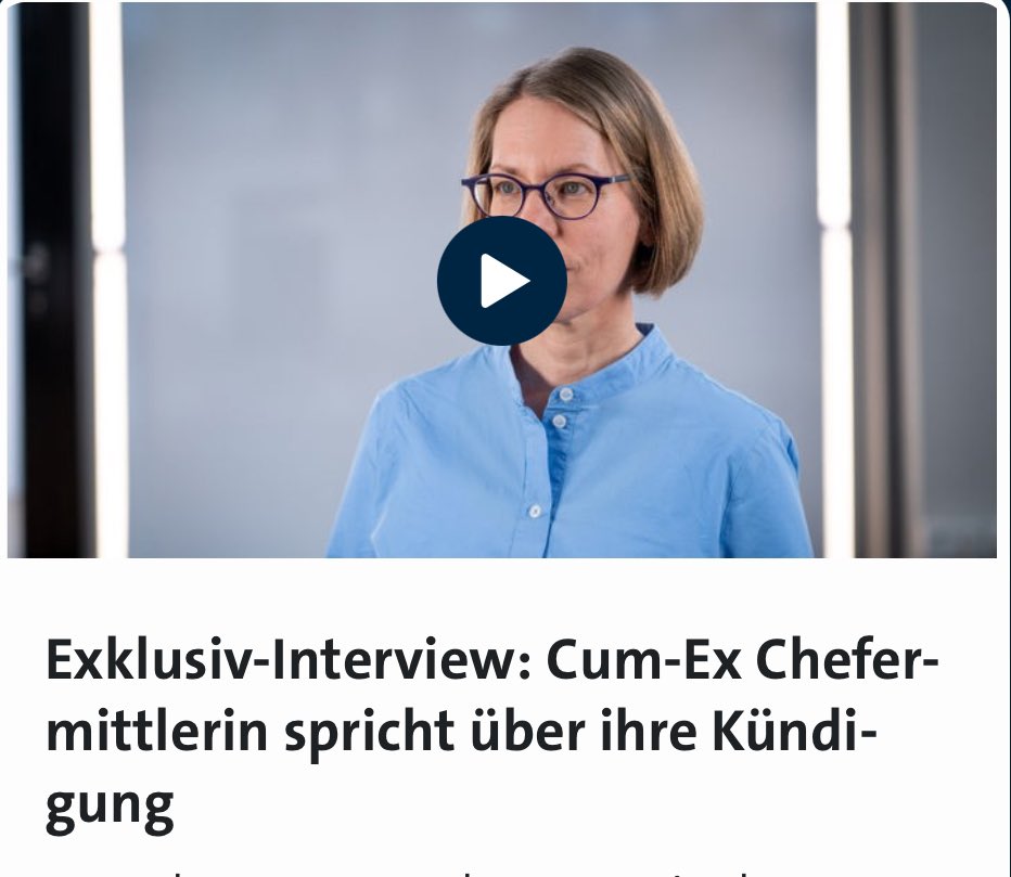Sehenswertes Interview mit Staatsanwältin Brorhilker zu Cum-Ex. Sie hat als Cum-Ex-Chefermittlerin Großes geleistet und wechselt jetzt zur <a href="/finanzwende/">Finanzwende</a>.

 www1.wdr.de/mediathek/vide… via @wdr