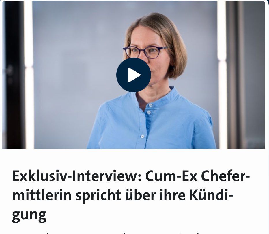 Sehenswertes Interview mit Staatsanwältin Brorhilker zu Cum-Ex. Sie hat als Cum-Ex-Chefermittlerin Großes geleistet und wechselt jetzt zur @finanzwende. www1.wdr.de/mediathek/vide… via @wdr