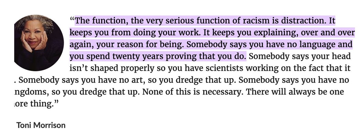 @GhassanAbuSitt1 @DrSophieHarman was reminded of this Toni Morrison quote - about racism and which has resonance for me whenever powerful people try to deflect from issues of humanity & justice... via @goodreads