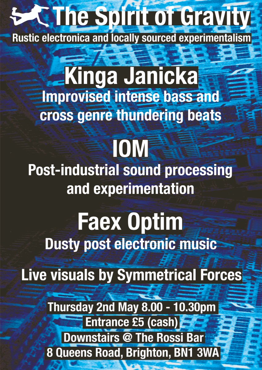 #live #electronic #music by #KingaJanicka, @faexoptim and #IOM at the @rossi_bar in #Brighton on 2nd May. See you there! #newmusic #electronica #experimentalmusic #brighton