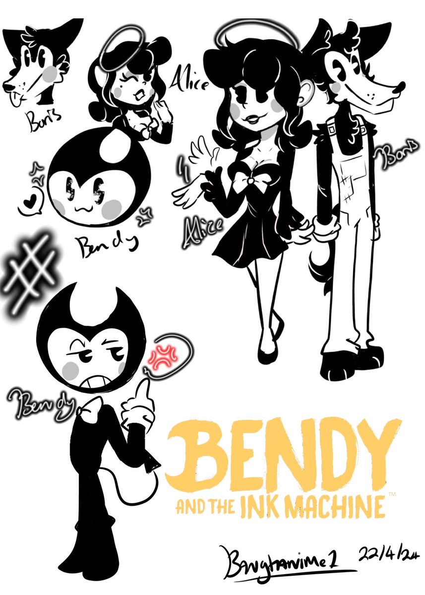 Bendy doodles because I’ve lost control of my life 

#batim 
#bendyandtheinkmachine
#Batimfanart