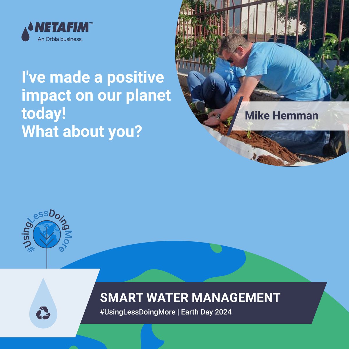 NetafimUSA's tweet image. We 're incredibly proud of our team's efforts in #UsingLess  to reduce our carbon footprint. Together, we're committed to creating a sustainable future for all. Here's a glimpse of our team in action, truly embodying #UsingLessDoingMore this Earth Day.

Happy Earth Day! 🌎