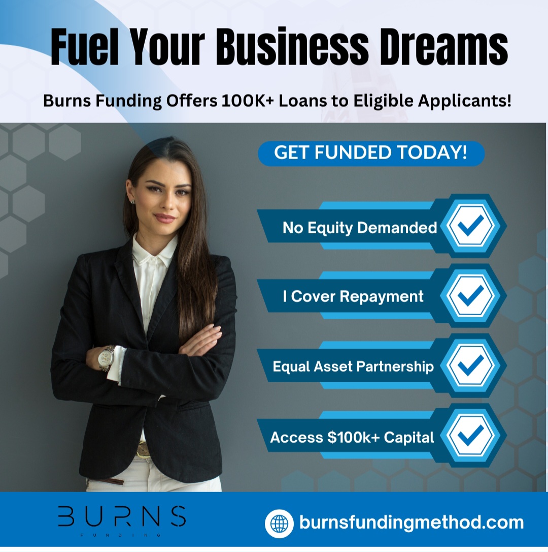 Fuel Your Business Dreams: Burns Funding Offers 100K+ Loans to Eligible Applicants! 💼💡 

burnsfundingmethod.com

#BusinessFinance #DreamBig