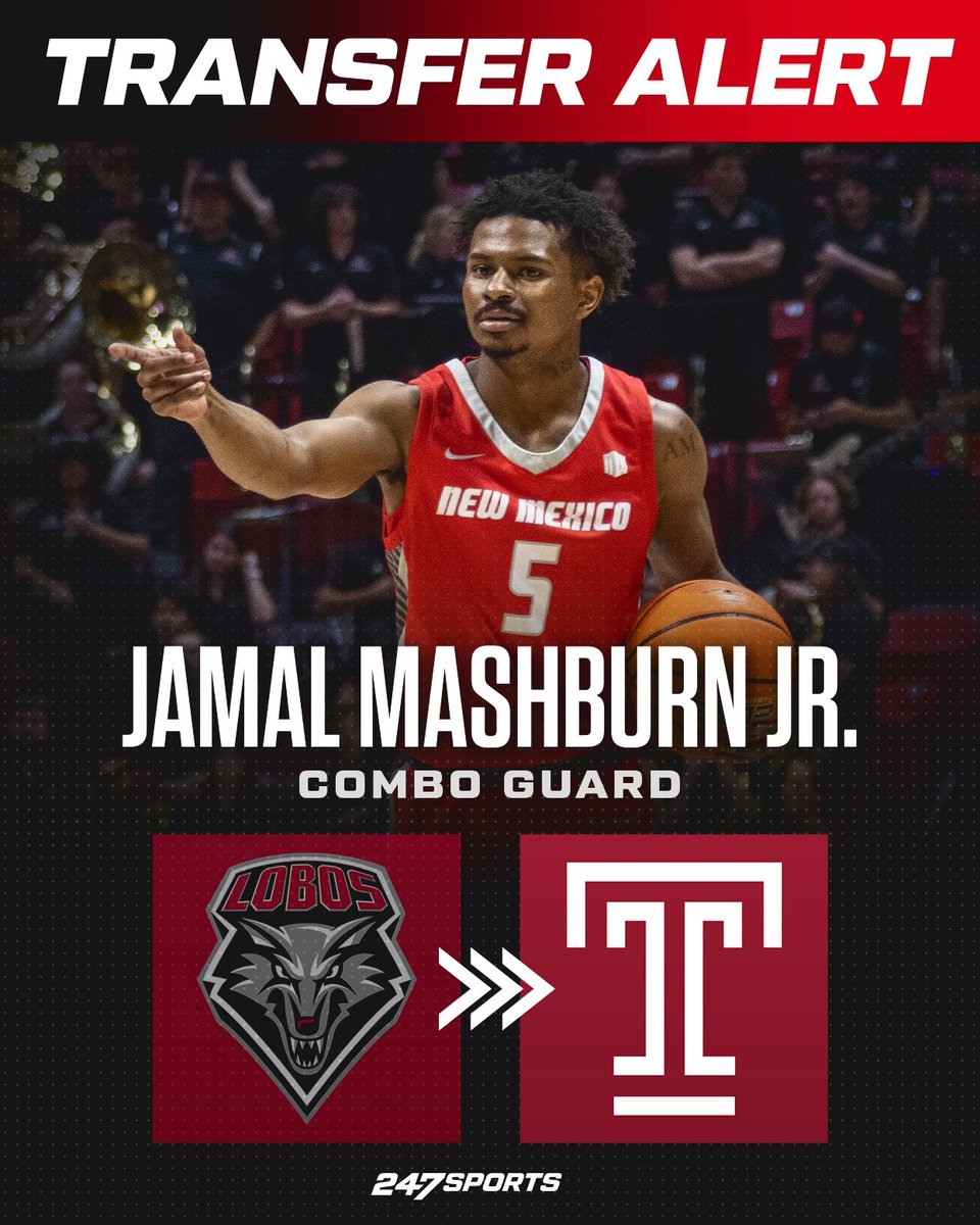 NEWS: New Mexico four-star transfer Jamal Mashburn Jr., the son of Kentucky legend Jamal Mashburn, has committed to Adam Fisher and the Temple Owls. Big time scorer with one year to play. || Story: 247sports.com/article/new-me…