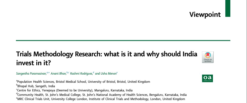 People often ask me why I do trial methodology research in South Asia - Well, now there is a beautifully articulated viewpoint that answers that exact question! By @S_Paramasivan1 @AnantBhan @rashmirodrigs @Prof_UMenon in @LancetRH_SEAsia ➡️doi.org/10.1016/j.lans…