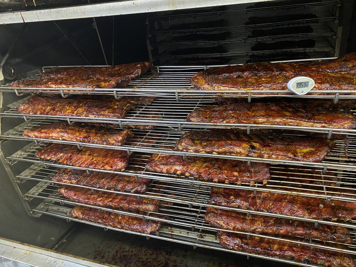 Cooking a few St. Louis style pork ribs on Southern Pride rotisserie pit to ship to all of the bbq deprived folks outside of Texas. #BBQ #meyerssausage