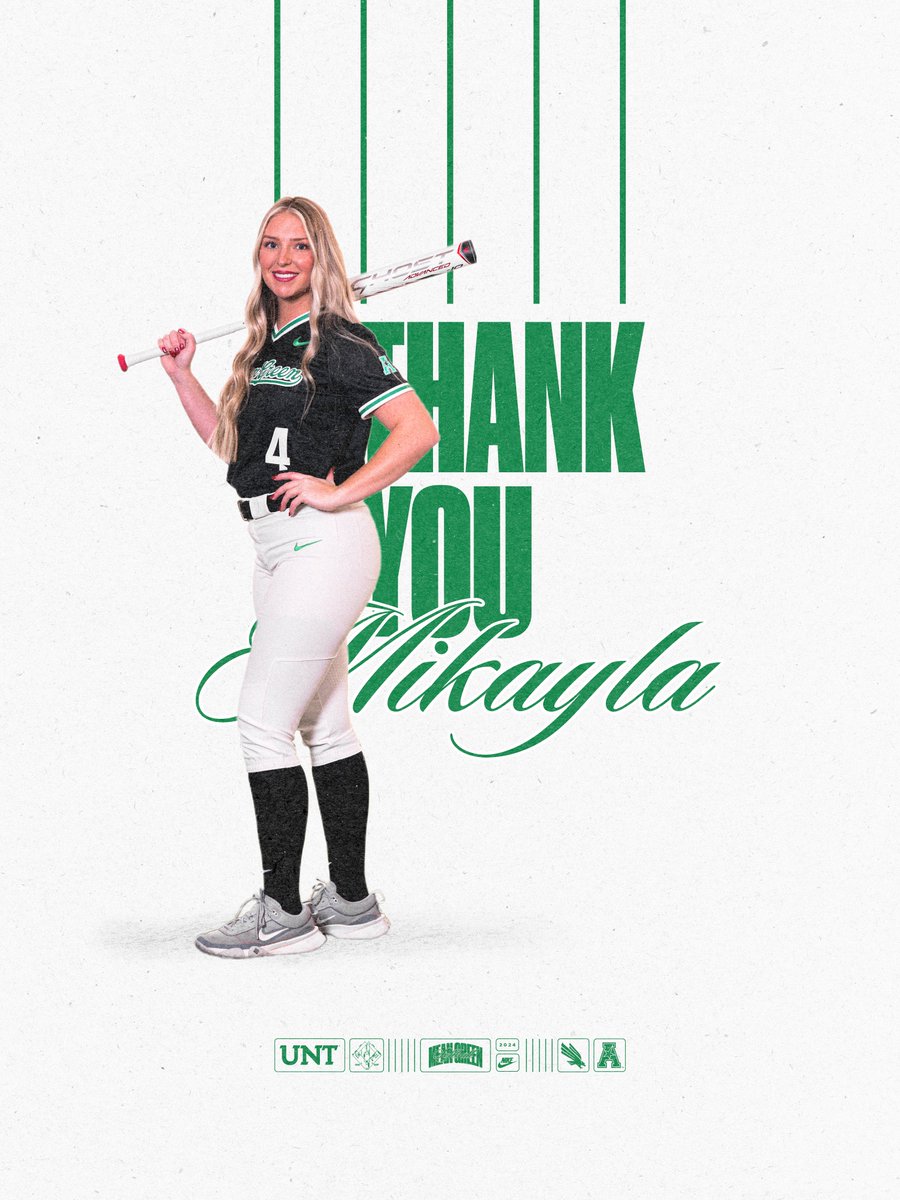 A staple of our middle infield, @mikayla_smith46 ranks among the most prolific home run hitters to ever put on the Mean Green uniform! Meet us at The Lace on Friday as we honor her contributions to the program 🎉 #GMG 🟢🦅