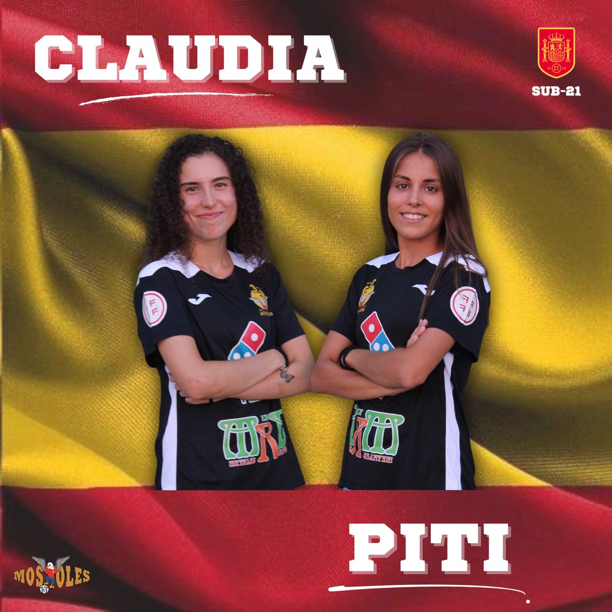 FSFMostoles's tweet photo. 📋 ¡@aliciiavt_ y @claudiabs__ están convocadas por la @SEFutbolFem Sub-21!

🇵🇹 Clàudia Pons ha llamado a nuestras jugadoras para disputar los amistosos contra Portugal del 30 de abril y 1 de mayo

🤩 ¿Os suena el pabellón?VILLAFONTANA 

#MRBMóstolesFSF 🖤🤍
#EspañaEA ❤️💛❤️ https://t.co/wntZ1Xd129