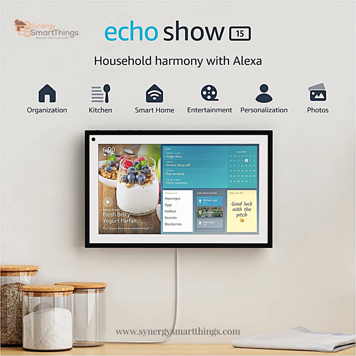 SmartThingsNG's tweet image. AMAZING EXPERIENCE WITH THIS SMART DEVICE: ▫️ organization, get to properly organize your home ▫️your kitchen ▫️making your home 🏡 smart ▫️get entertainment ▫️personalization ▫️ images and much more!

.
.
#smartdevices  #echoshow15 #smarthome #smartliving #synergysmartthings