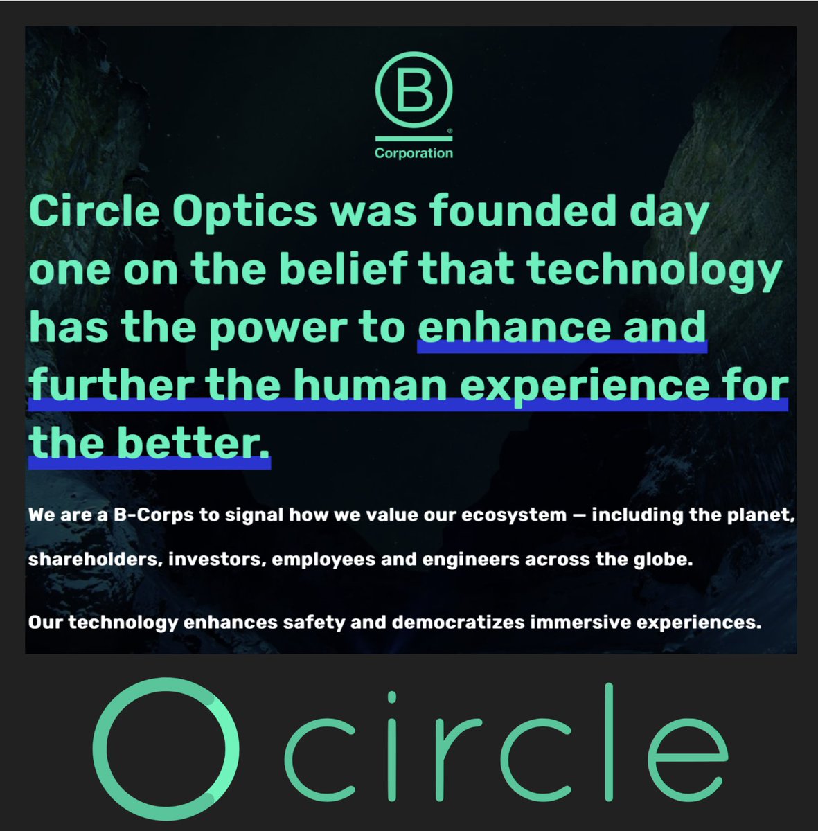 .@circleoptics was founded day one on the belief that technology has the power to  enhance and further the human experience for the better. As we celebrate #EarthDay - we look forward to learning how our technology enhances safety and democratizes immersive experiences.