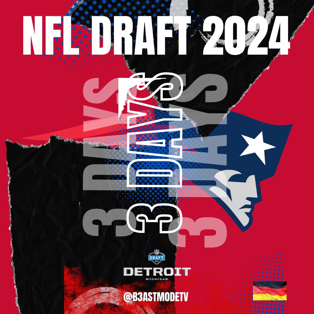 B3astm0deTV's tweet photo. It is…..
🔥🔥#NFLDraft Week🔥🔥
Only 3 Days Left
#NFLDraft #NFL #NFLTwitter #PatsNation🇩🇪 @patsdeutsch @Patriots #PatriotsFootball #rtlnfl #ENDZN #AmericanFootball #Detroit @NFLDeutschland #PatriotsDraft
#OncePatriotsAlwaysPatriots
#PatriotsTillIDie @MikeReiss @MikeDussault19 @SteveBurtonWBZ @ezlazar @AdamSchefter @RealAlexBarth @RapSheet @MikeGiardi @ByMarkDaniels