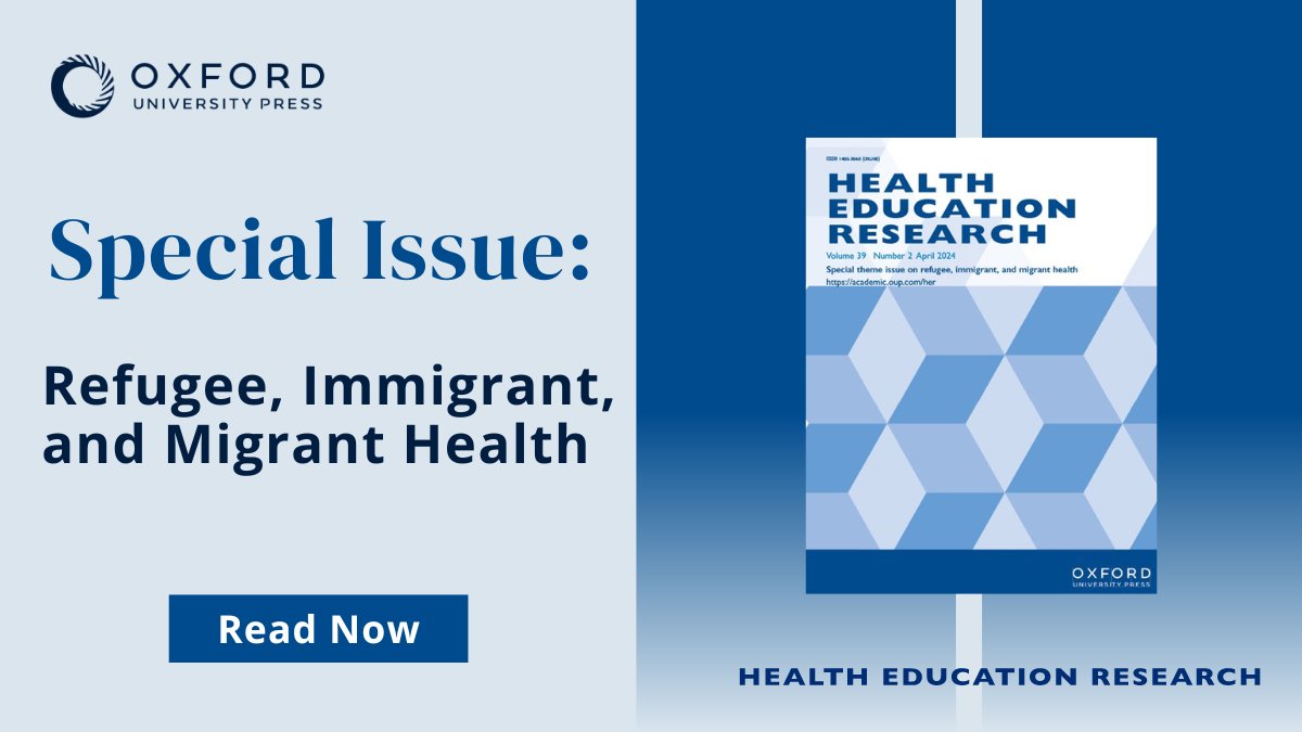 Health Education Research addresses vital issues within global health education, establishing a valuable connection between research endeavors and practice communities. Find out more about migrant health in the new special issue. Learn more: oxford.ly/43WyeKx