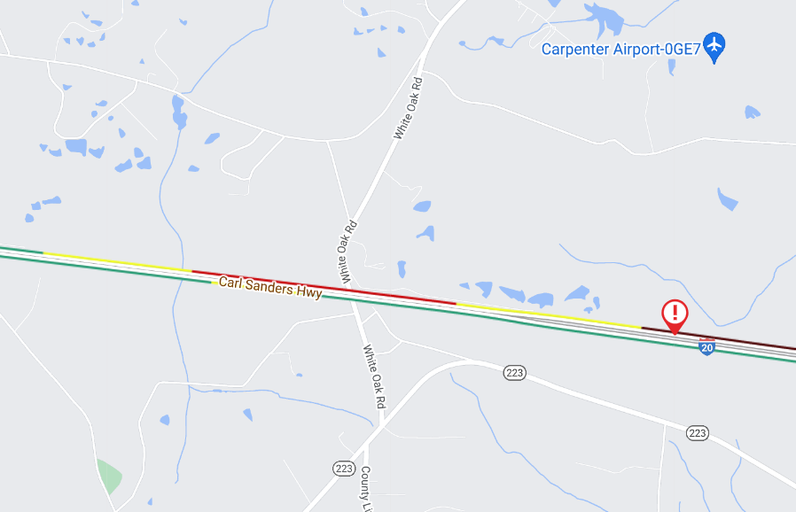 COLUMBIA CO - One right lane is blocked on I-20 W past Appling Harlem Rd. (mm 179) due to a crash. Avoid travel in this direction and use alt. routes. Est. end time: 1:30 pm Call 511 for updates and follow the incident here: 511ga.org/EventDetails/I…