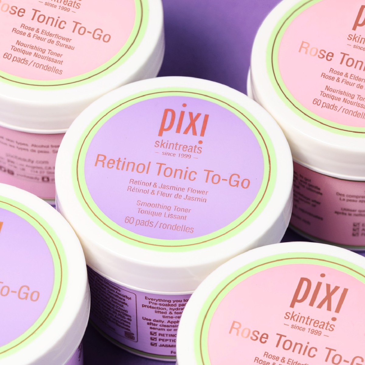 Refine and refresh on-the-go! ✨ Retinol Tonic To-Go brings you 60 pre-soaked pads, steeped in a rejuvenating formula blend of Retinol, Peptides and Jasmine Flower to firm and balance. Simply smooth these mineral-rich pre-soaked pads onto skin! 💚✨ #PixiBeauty #Skincare