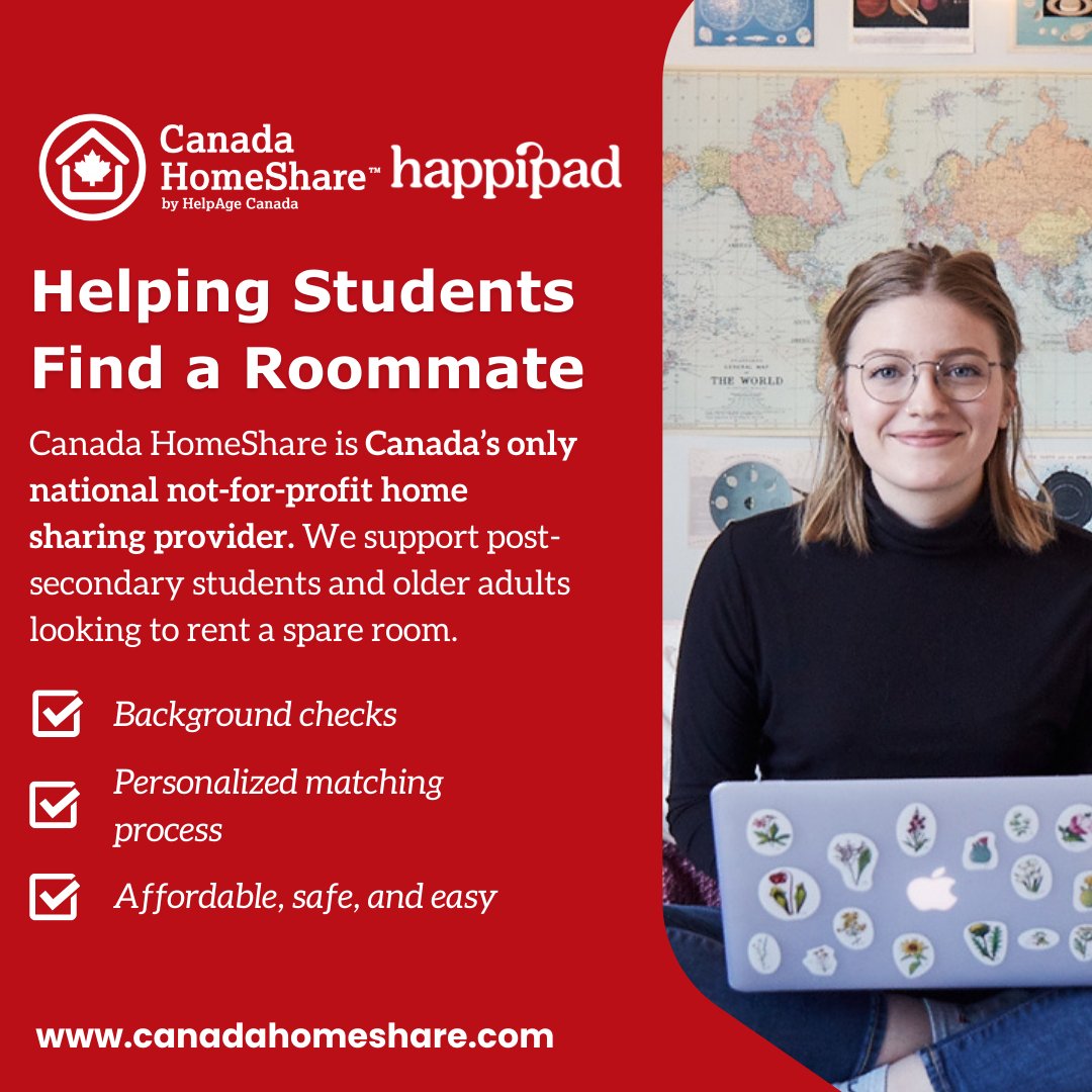 As this semester wraps up, have you thought about where you want to live when you go back to school this fall? Create your profile on Canada HomeShare to be ready to browse rooms and discover a unique intergenerational homesharing experience. Learn more ▶️ canadahomeshare.com