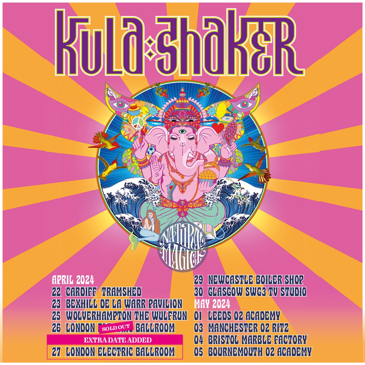 LAST CHANCE TO BOOK🎟️🎟️🎟️ Kula Shaker's ‘Natural Magick’ hits DLWP TOMORROW NIGHT, supported by fan favourites The Dhol Foundation🪘🎶 Timings: 7pm - Doors 8pm - The Dhol Foundation 9pm - Kula Shaker Last few tickets available! Book now, at: ow.ly/qCQk50RlnmK