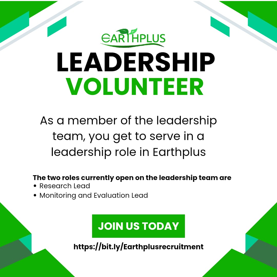 earthplusafrica's tweet photo. Earthplus seeks passionate volunteers &amp; leaders. Join our fight for a sustainable future! 

Apply now: search for link on the flyer. #earthplus #esn https://t.co/g8g6OYWYNN