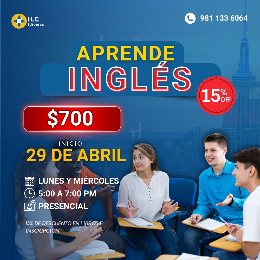 🇺🇸😄A ti que siempre quisiste aprender inglés 
📣Iniciamos grupo el lunes 29 de Abril en Campeche 📣

#ingles #clasesdeingles #englishclasses #englishcourses #clasesdeinglesenCampeche