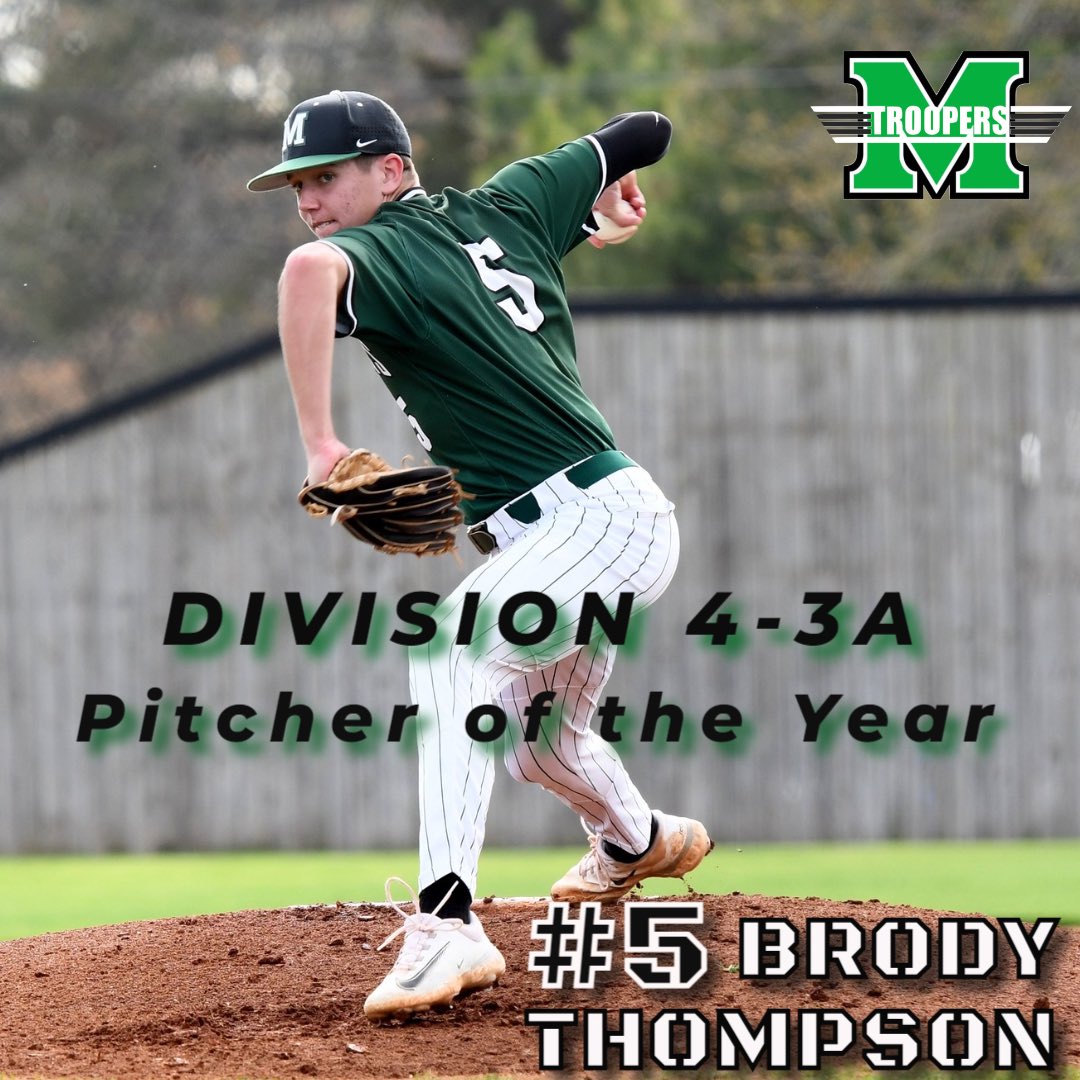🎖️📩🎖️Special Delivery 🎖️📩🎖️ Accolades have started rolling in for your Troopers! ⚫️ “Big Mac” Mason McMillin is your 2024 Division 4-3A MOST VALUABLE PLAYER 🌟 🟢 Brody Thompson is your 2024 Division 4-3A PITCHER OF THE YEAR 🦾