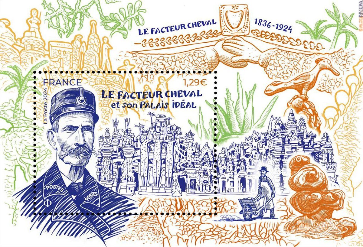 Vaccarinews's tweet photo. #Francia. Nel #francobollo a foglietto il #postino #FerdinandCheval e il #palazzoIdeale: https://t.co/vb4mZWIikq https://t.co/e7sDCMg6Vr