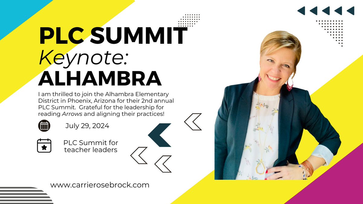 CarrieRosebrock's tweet image. Cannot wait to join @AlhambraESD in their #PLCSummit this July! Great people aligning powerful systems! #alignyourarrows