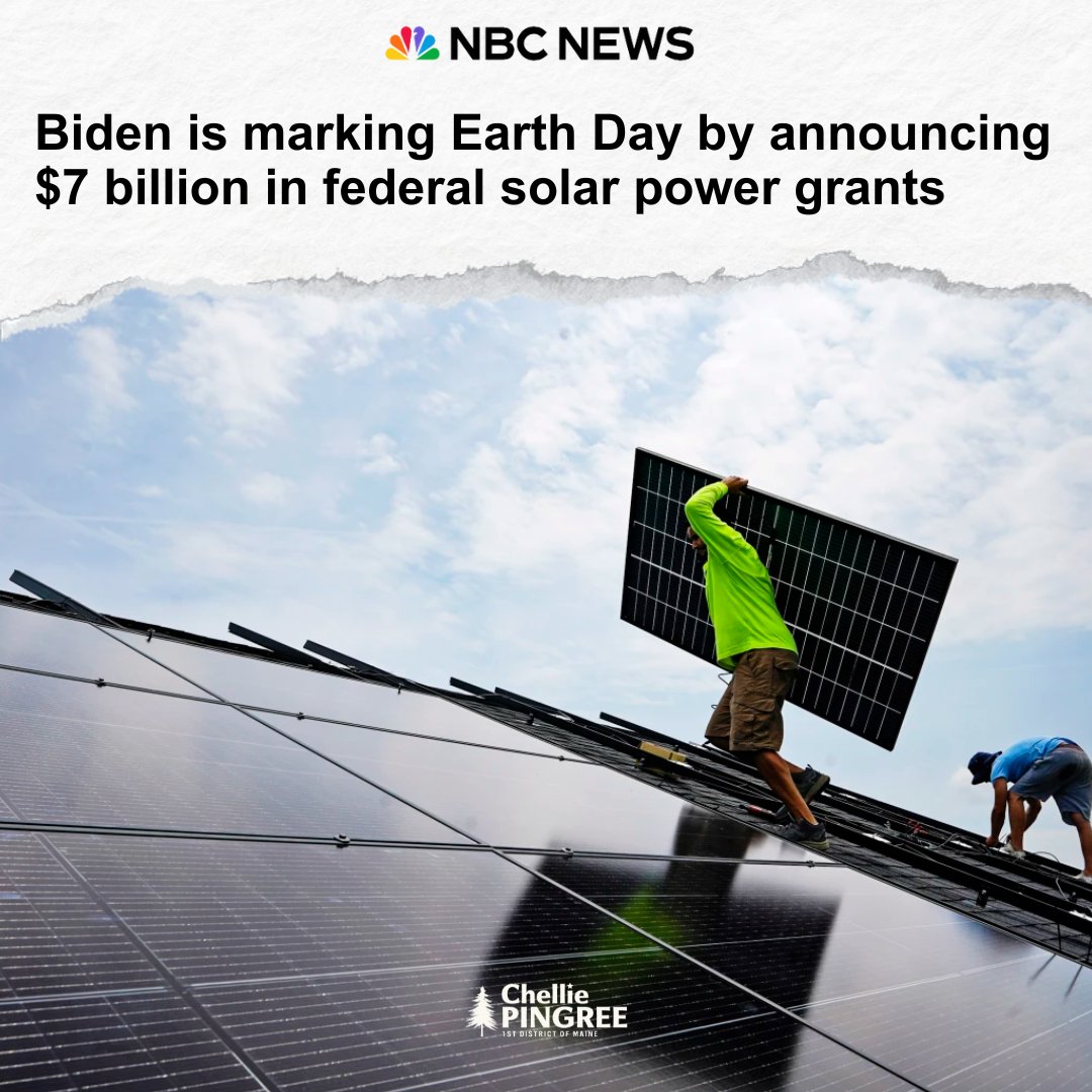 A VERY happy #EarthDay to you too, Mr. President! Thanks to the historic Inflation Reduction Act, **$62 Million** is coming to Maine to boost solar and lower home energy costs! ☀️🌎⚡️