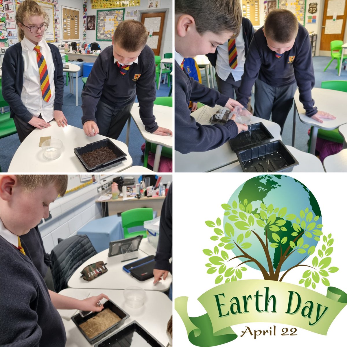 Year 7 Dyfodol celebrated Earth Day by beginning our sustainability farming project. We look forward to monitoring the progress! @EESWSTEMCymru