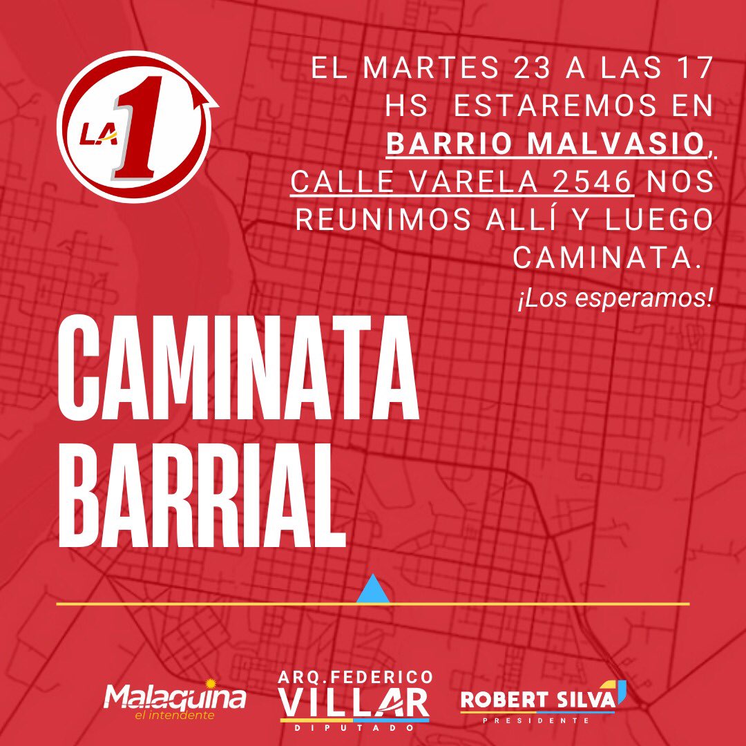 Mañana tendremos una caminata por barrio Malvasio a las 17 hs, los invitamos a que se sumen!