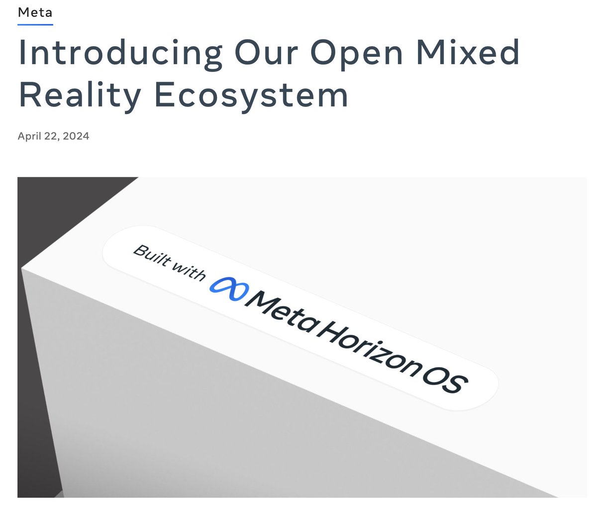 Meta has just open sourced Meta Horizon OS, so other manufacturers can start manufacturing Mixed Reality headsets in an open ecosystem supporting different stores and app experiences. 👉Meta Horizon OS already supports PWAs and WebXR beating Apple Vision Pro on that matter.