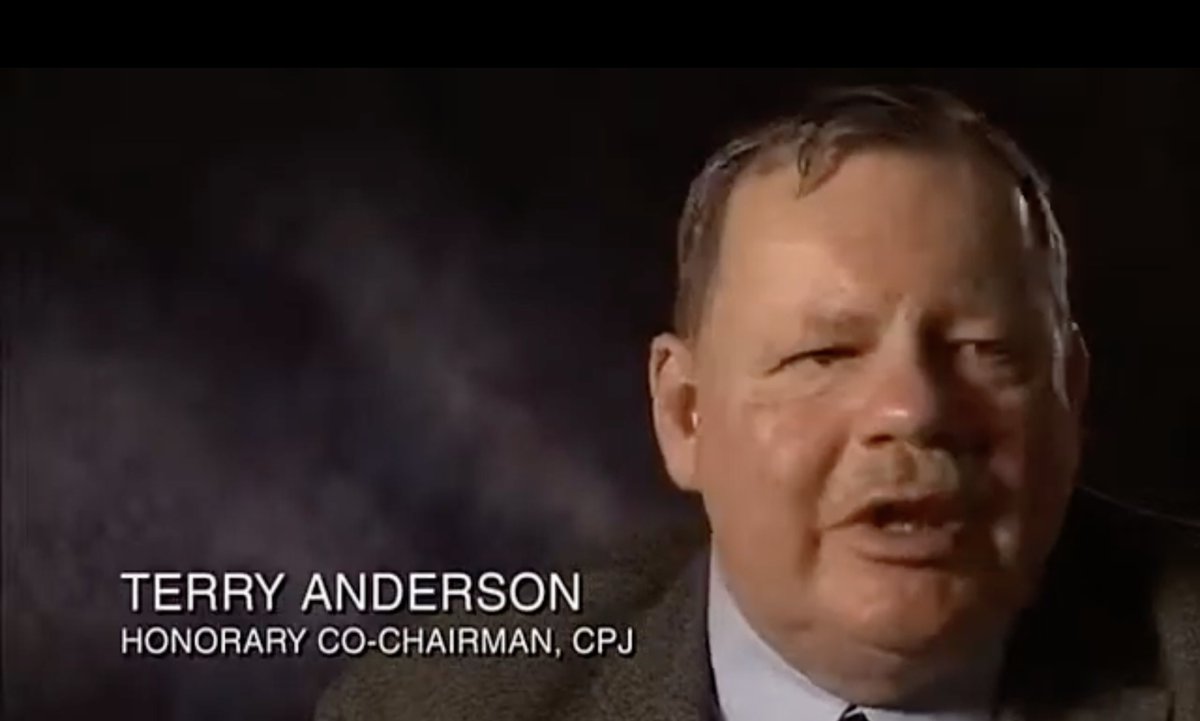 Watch Terry Anderson speaking in this documentary for CPJ's 30th anniversary: youtu.be/JQblut--q4M?fe… And read his remarks when he accepted an Emmy in 2006 on behalf of CPJ for its work in defense of press freedom: cpj.org/reports/2006/0… Photo: Screenshot from 'CPJ: 30th