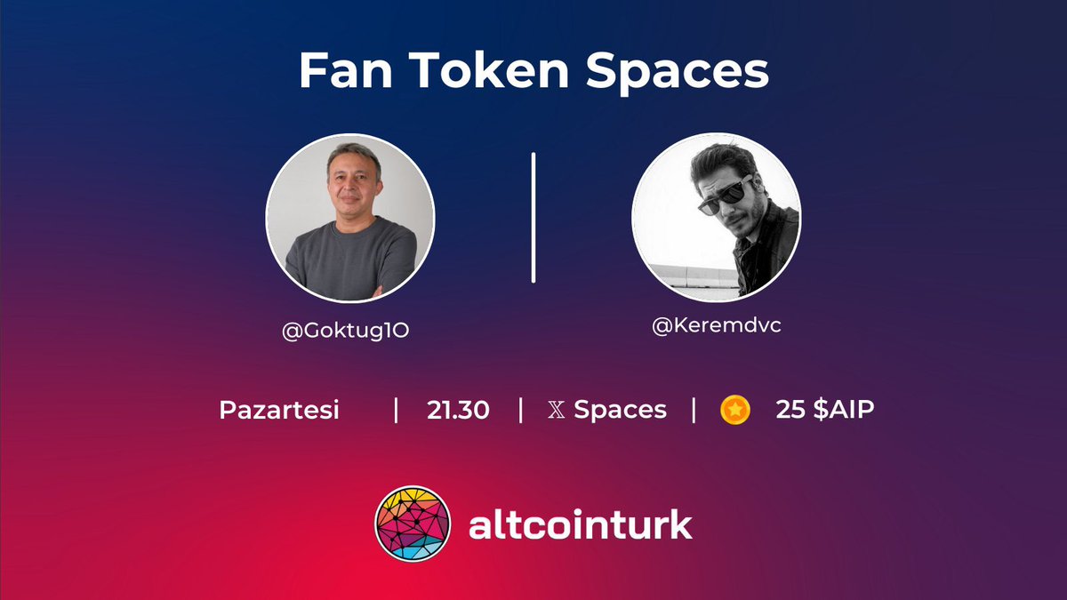 Her Pazartesi @altcointurk ile birlikte gerçekleştirdiğimiz Fan Token Space de bu haftaki konuğumuz sevgili @Keremdvc ile birlikte Fan Tokenlere ve @Develad_ar projesine yakından yakından bakacağız Bu haftaki yayında chat kısmına gelen sorulardan seçilecek sorulardan 2