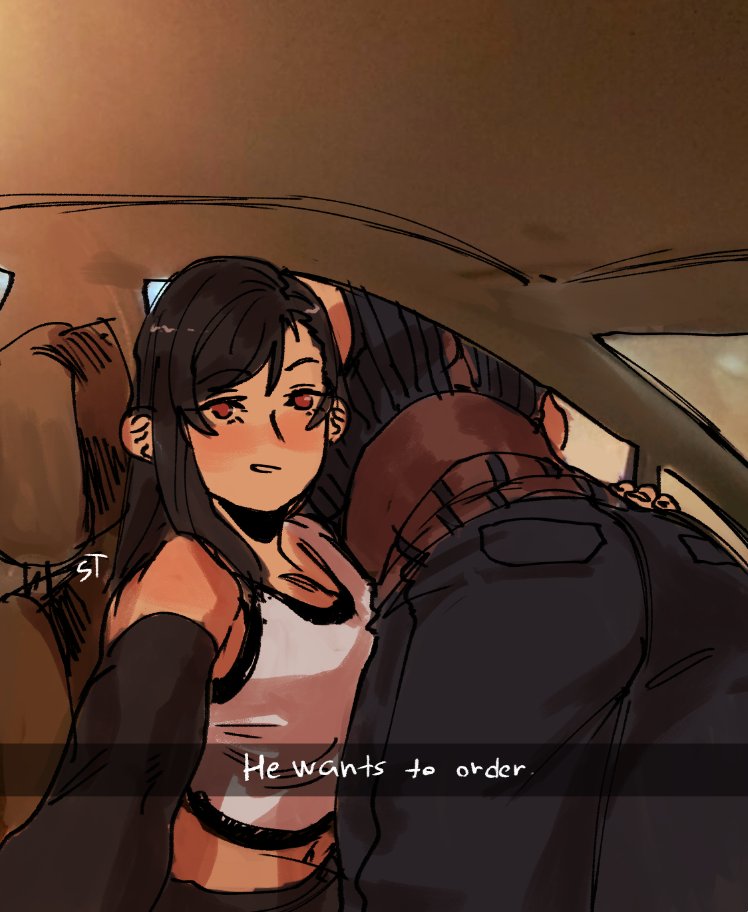 エアリス・ゲインズブール ,ティファ・ロックハート 「follow me I love memes and ff7  」|strawderryst | COMMS OPEN | available slots 1/5のイラスト
