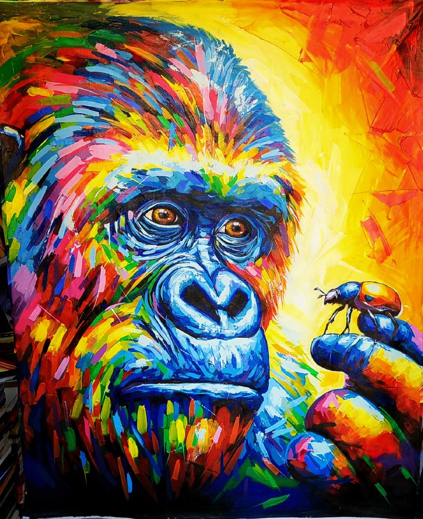 I feel more comfortable with gorillas than people. I can anticipate what a gorilla is going to do, and they're purely motivated. Elseedart Acrylics painting on canvas #gorilla #wildanimals #silverback