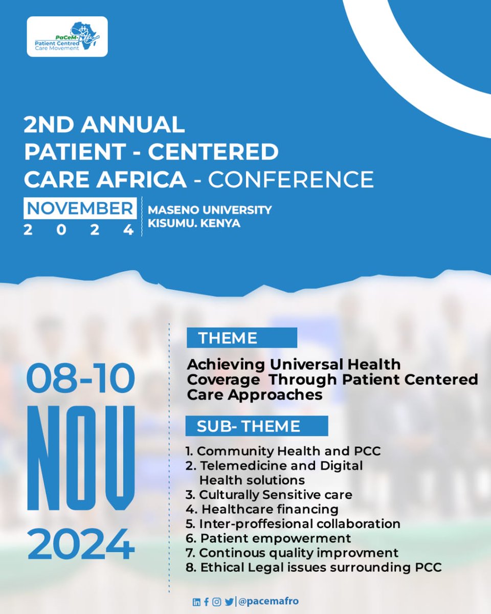 Unlocking the future of healthcare:Join us at this conference, as we navigate innovations,share insights and collaborate for a healthier tomorrow.
#PCC #UHC #APCCA #healthcarefirst #karibukenya