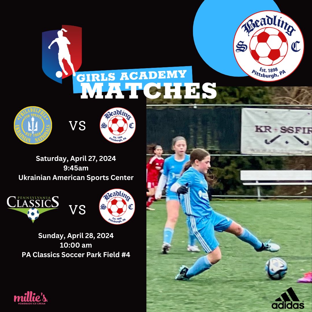 Less than a week away from our next set of @GAcademyLeague matches! Headed east to face off against @Phila_Ukie_SC and @PAClassics. Check out our schedule ⤵️

#WearTheB || #ForThePlayers