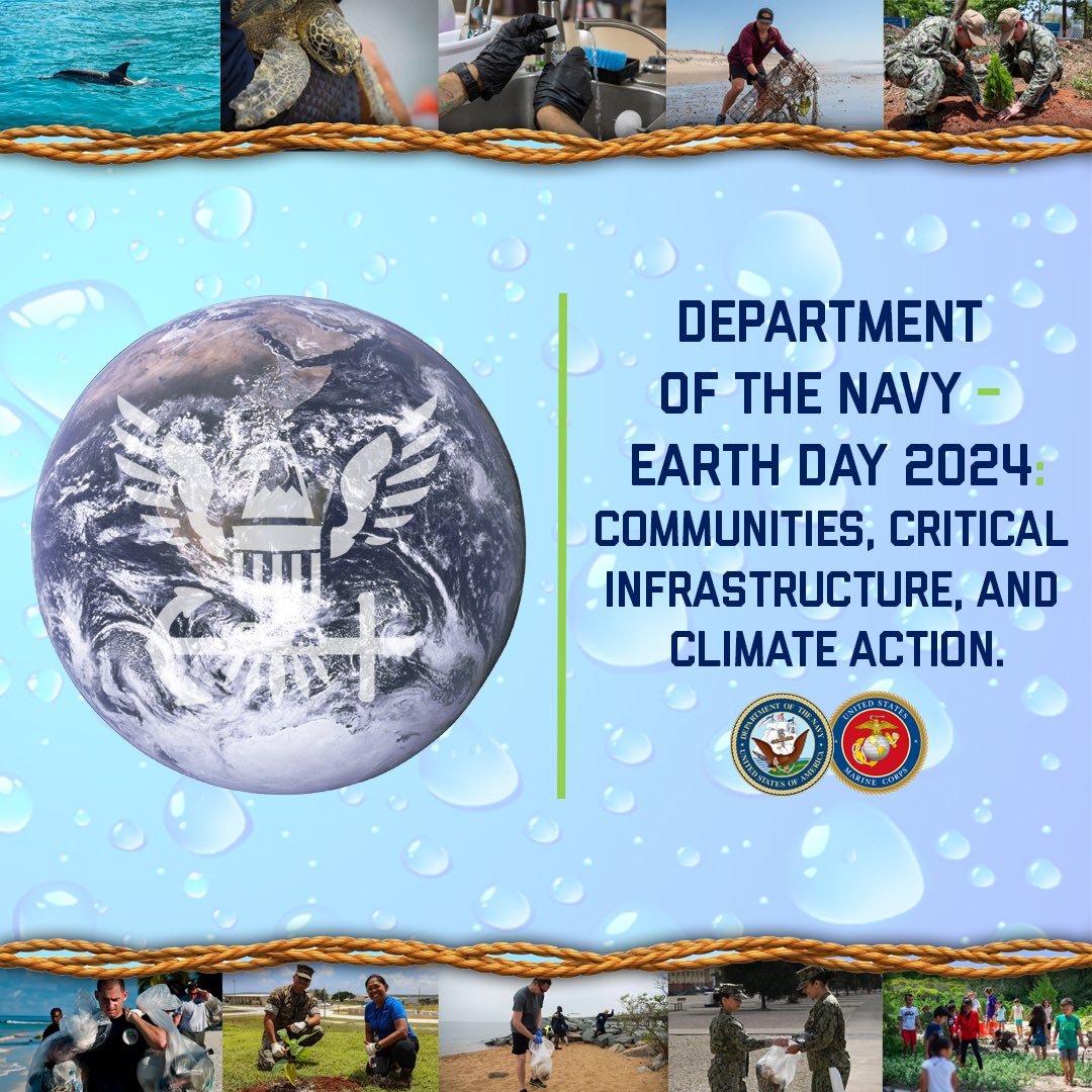 The #DON theme for #EarthDay is 'Communities, Critical Infrastructure, and Climate Action.' @USNavy @USMC are focused on building a ready force that operates in a cleaner, safer, more resilient world.   #ClimateReadinessIsMissionReadiness Stay tuned for #EarthDay #EIEWeek events!
