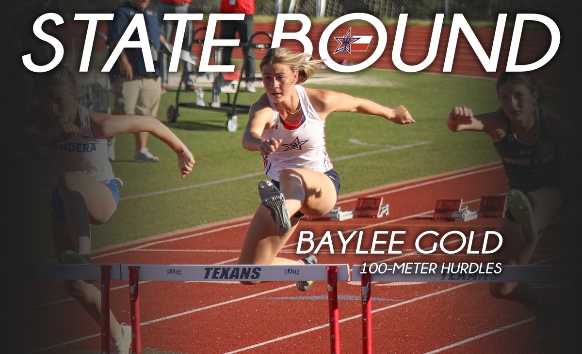 Congratulations to @WimberleyHS senior Baylee Gold who will run the 100-meter hurdles at the 4A State Track & Field meet for the 2nd consecutive year! Baylee qualified by winning the Region IV title on Saturday in a time of 15.17 seconds. The state meet is in Austin on May 2.