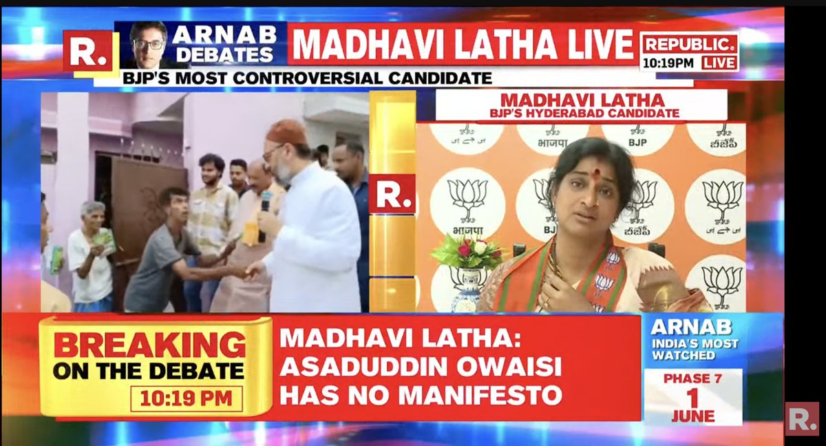 Asaduddin Owaisi has taken Hyderabad backward: BJP's Hyderabad Lok Sabha candidate Kompella Madhavi Latha (@Kompella_MLatha) Tune in here to watch and fire in your views - youtube.com/watch?v=t3H3d5… #MadhaviLatha #BJP #Hyderabad #BJP #INDIAlliance #LokSabhaElections2024 #Arnab