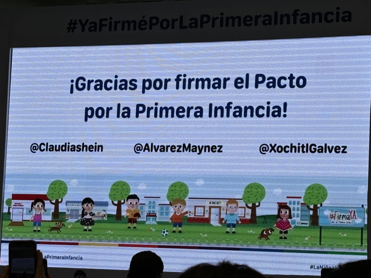 Las tres personas candidatas firmaron el Pacto; la confluencia y el consenso entre sociedad civil y grupos políticos nos debe llevar a que las 12 metas para los derechos de la niñez temprana se cumplan ⁦<a href="/Claudiashein/">Claudia Sheinbaum Pardo</a>⁩ ⁦<a href="/AlvarezMaynez/">Jorge Álvarez Máynez</a>⁩ ⁦<a href="/XochitlGalvez/">Xóchitl Gálvez Ruiz</a>⁩ ⁦