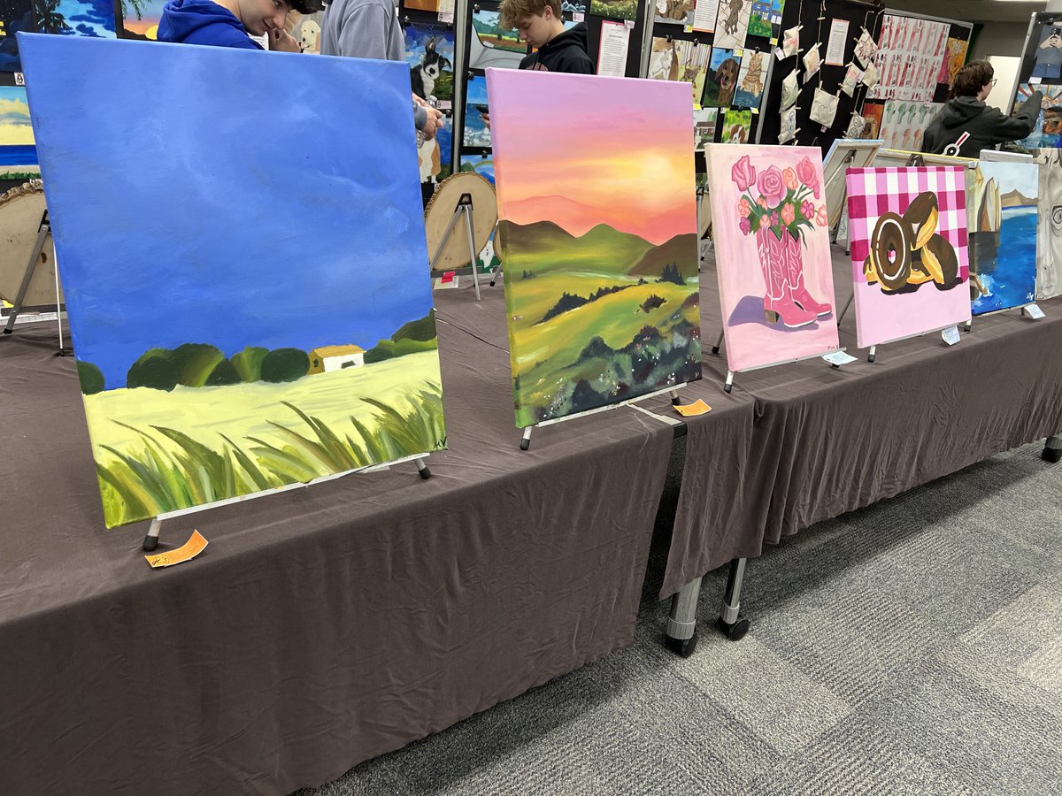 kuzminart's tweet photo. Applied Arts and Design 1, 2, 3, and 4 and Honors painting and Honors Drawing were a hit!   Thank you to all of Mrs. Kuzmins students for your hardworking! ⁦@MTPSpride⁩ ⁦@Mr_KCullen⁩ https://t.co/LfwnuWwx8L