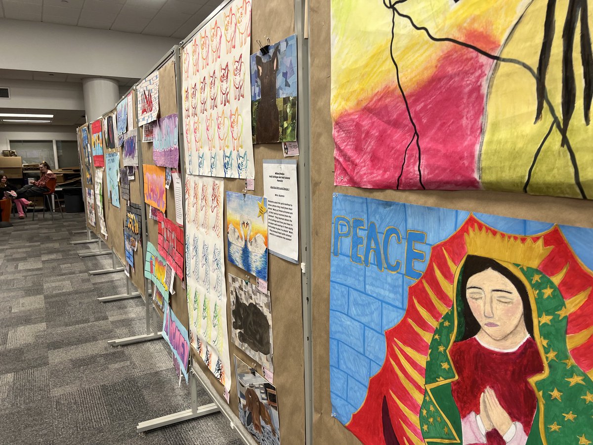kuzminart's tweet photo. Applied Arts and Design 1, 2, 3, and 4 and Honors painting and Honors Drawing were a hit!   Thank you to all of Mrs. Kuzmins students for your hardworking! ⁦@MTPSpride⁩ ⁦@Mr_KCullen⁩ https://t.co/LfwnuWwx8L