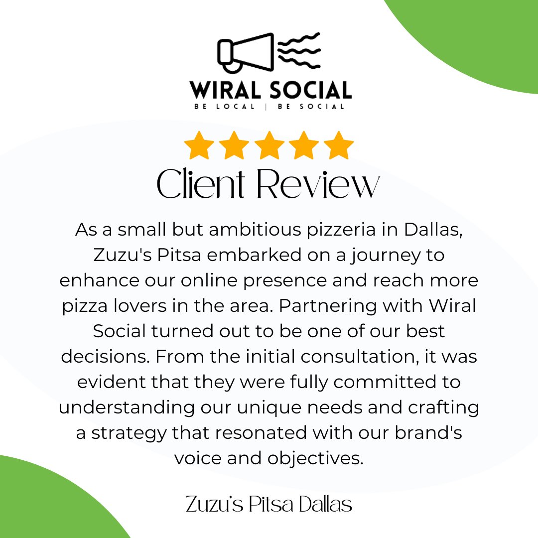 🍕 Serving up success! See how Zuzu's Pitsa leveraged Wiral Social's expertise to cook up a digital presence as irresistible as their pizza. Read their story and get inspired! 🌟

#ClientSpotlight #SuccessStories #WiralSocial