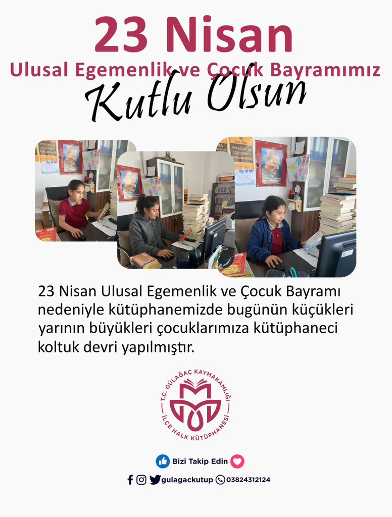 23 Nisan Ulusal Egemenlik ve Çocuk Bayramı Kutlu Olsun.🇹🇷🎈

#etkinkütüphane
#halkkütüphanesi