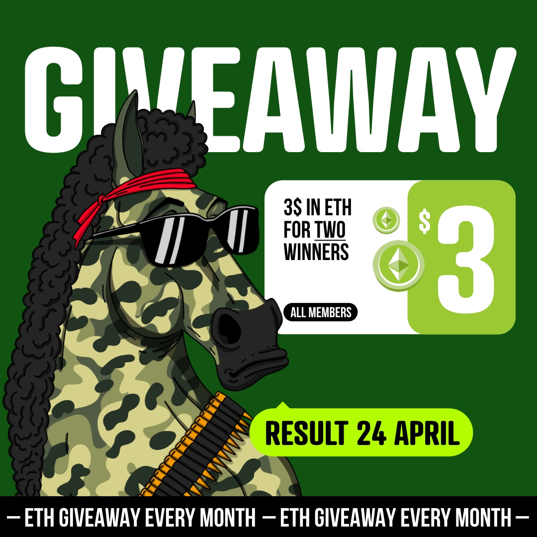 🎁 Prize: $3 in $ETH for 2 random Members!*
*Paid in Discord using a bot Tip.cc

✅Enter
1️⃣ Be a Member in our Discord (role MEMBER)
👉discord.gg/BjkVzAyQMH
2️⃣ Click on the Button🎉 (channel "Giveaway" in our Discord)

#NFTGiveaway #Ethereum #NFTs