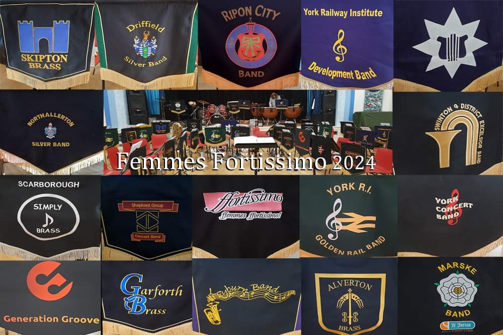 Here are the banners from our 2024 concert, not everyone was able to get a banner in time for the concert so there are a couple missing but it's still a very impressive collection. #brassband