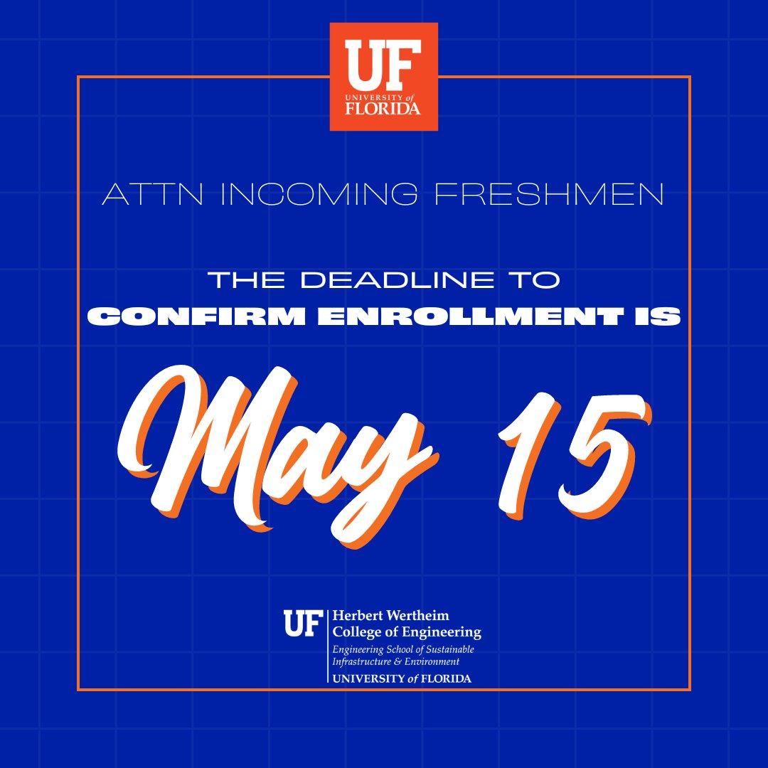 📢 Attention admitted @uflorida students! Don't miss out on your chance to confirm enrollment in our civil and environmental engineering programs: my.admissions.ufl.edu/account.