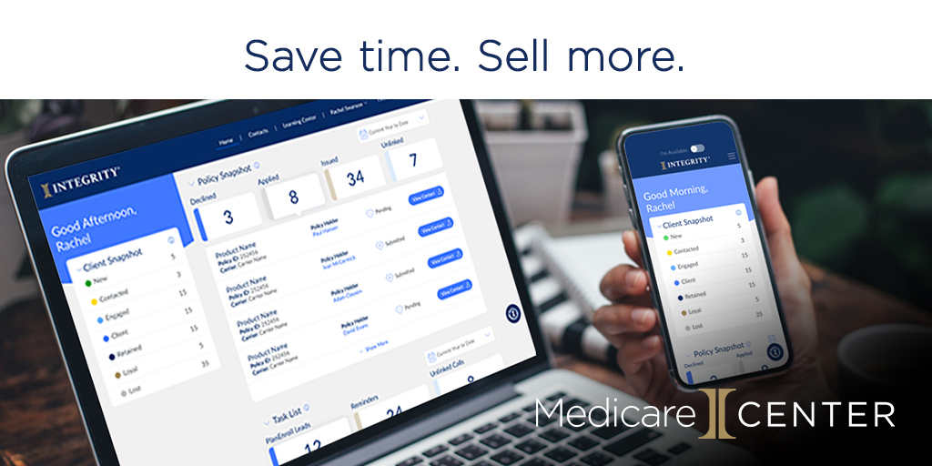 Work faster and sell more with MedicareCENTER! On average, agents who use Integrity Technology submit 63% more apps! Visit Integrity.com/MedicareCENTER to log in and get started today!