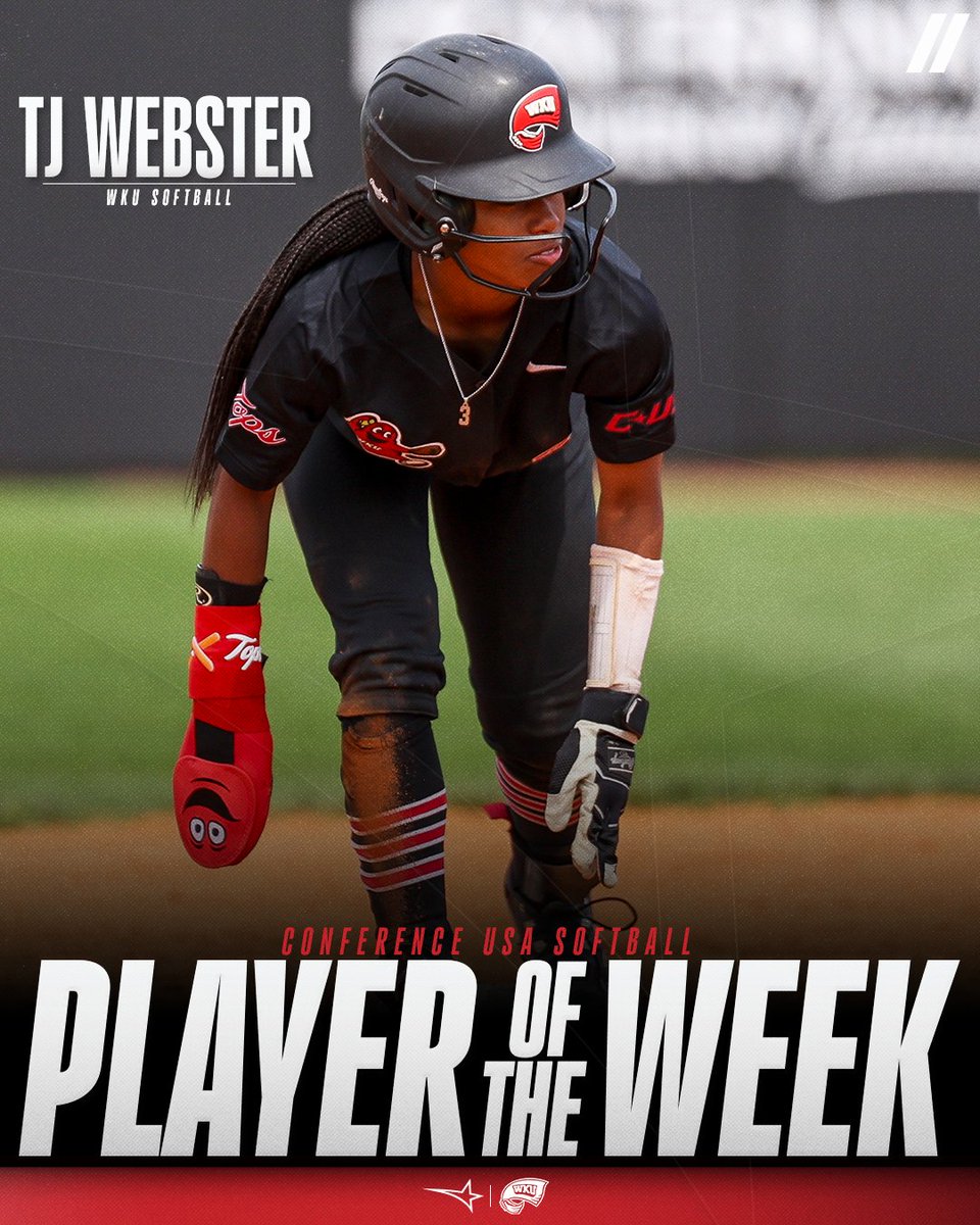 Conference USA (@conferenceusa) on Twitter photo 🥎 PLAYER OF THE WEEK 🥎
presented by Blenders Eyewear //
🏅1️⃣ TJ Webster, <a href="/WKUSoftball/">WKU Softball</a>
#NoLimitsOnUs | bit.ly/4aJ4WBn 🥎 PLAYER OF THE WEEK 🥎
presented by Blenders Eyewear //
🏅1️⃣ TJ Webster, <a href="/WKUSoftball/">WKU Softball</a>
#NoLimitsOnUs | bit.ly/4aJ4WBn