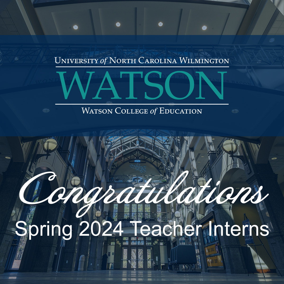 Congratulations to all of our Spring 2024 Teacher Interns! We are so very proud of you! #ItBeginsWithTeachers #Watson bit.ly/3xU1NQG