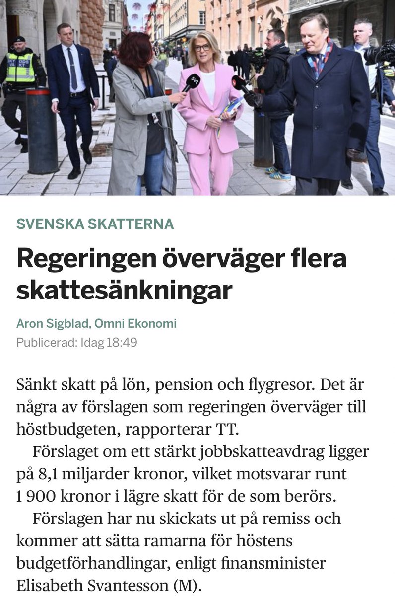 Vi har alltså inte haft en lika låg skattekvot i Sverige på över 50 år och vi har stora behov i välfärden och infrastrukturen. Då tycker regeringen det passar med skattesänkningar på ca 10 miljarder nästa år. Och bland annat sänkt flygskatt mitt i en klimatkris. Helt otroligt.